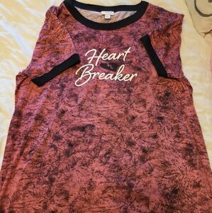 LuLaRoe Pink and Black Heart Breaker Tee